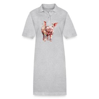 Cochon floral avec imprimé floral pour - Robe polo bio PAIGER Stanley/Stella Femme - gris chiné - Devant