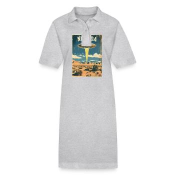 Nevada UFO Landscape Adventure Retro Inspiration - Stanley/Stella PAIGER Organic Women’s Polo Dress - heather grey - Front
