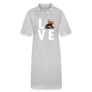 Sloths Sloth - Stanley/Stella PAIGER Organic Women’s Polo Dress - heather grey - Front