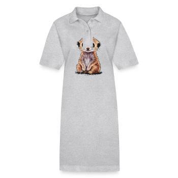 Niedliches Erdmännchen für Tierliebhaber und - Stanley/Stella Frauen Bio-Polokleid PAIGER - Grau meliert - Vorne