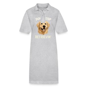 Don't Stop Retrievin' Funny Golden Retriever - Stanley/Stella PAIGER Organic Women’s Polo Dress - heather grey - Front