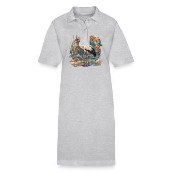 Storks Stork - Stanley/Stella PAIGER Organic Women’s Polo Dress - heather grey - Front