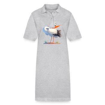 Storks Stork - Stanley/Stella PAIGER Organic Women’s Polo Dress - heather grey - Front