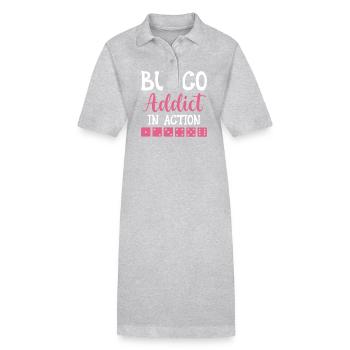 Bunco Addict In Action - Dice Night Dice - Stanley/Stella PAIGER Organic Women’s Polo Dress - heather grey - Front