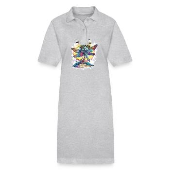 Dragonfly Summer Holiday - Stanley/Stella PAIGER Organic Women’s Polo Dress - heather grey - Front