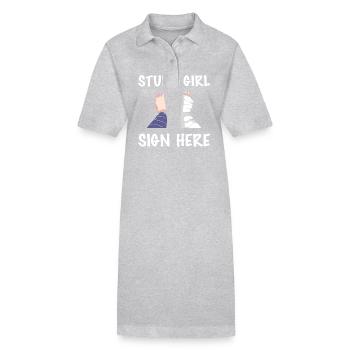 Jambe cassée - Robe polo bio PAIGER Stanley/Stella Femme - gris chiné - Devant