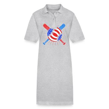 4 juillet Couleurs nationales Fête nationale des États-Unis - Robe polo bio PAIGER Stanley/Stella Femme - gris chiné - Devant