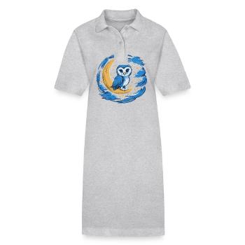 Eule Mond Sterne Nachthimmel - Stanley/Stella Frauen Bio-Polokleid PAIGER - Grau meliert - Vorne