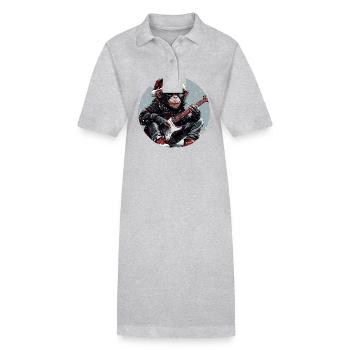 Monkey Noël Guitare Rocker - Robe polo bio PAIGER Stanley/Stella Femme - gris chiné - Devant