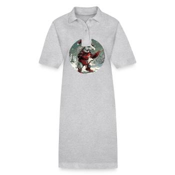 Cheval Noël Guitare Rocker - Robe polo bio PAIGER Stanley/Stella Femme - gris chiné - Devant