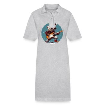Guitare Rocker de Noël guépard - Robe polo bio PAIGER Stanley/Stella Femme - gris chiné - Devant