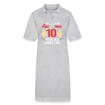 29th Birthday Ten Year of Birth Date of Birth - Stanley/Stella PAIGER Organic Women’s Polo Dress - heather grey - Front