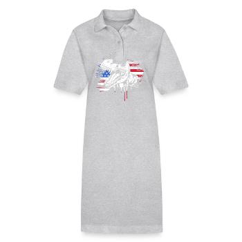 4 juillet Couleurs nationales Fête nationale des États-Unis - Robe polo bio PAIGER Stanley/Stella Femme - gris chiné - Devant