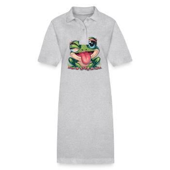 Ästhetischer Frosch Frösche für einen Frosch - Stanley/Stella Frauen Bio-Polokleid PAIGER - Grau meliert - Vorne