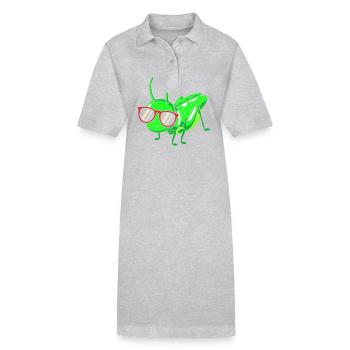 Grashüpfer Heuschrecke - Stanley/Stella Frauen Bio-Polokleid PAIGER - Grau meliert - Vorne
