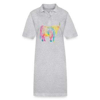 Kuh Rind Hochlandrind - Stanley/Stella Frauen Bio-Polokleid PAIGER - Grau meliert - Vorne