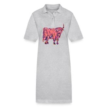 Kuh Rind Hochlandrind - Stanley/Stella Frauen Bio-Polokleid PAIGER - Grau meliert - Vorne