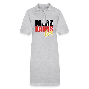 Merz kanns - Kanzler - Kanzlerkandidat - Stanley/Stella Frauen Bio-Polokleid PAIGER - Grau meliert - Vorne