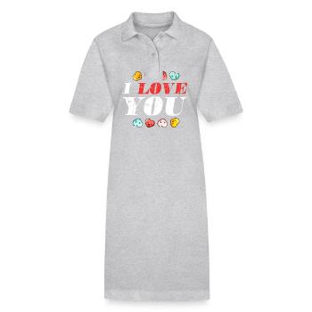 Je t’aime Coeur Mignon Saint-Valentin - Robe polo bio PAIGER Stanley/Stella Femme - gris chiné - Devant