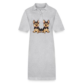 German Shepherd Hund Comic - Stanley/Stella Frauen Bio-Polokleid PAIGER - Grau meliert - Vorne