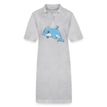 Tier Cartoon Delfin - Stanley/Stella Frauen Bio-Polokleid PAIGER - Grau meliert - Vorne