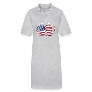 4 juillet Couleurs nationales Fête nationale des États-Unis - Robe polo bio PAIGER Stanley/Stella Femme - gris chiné - Devant