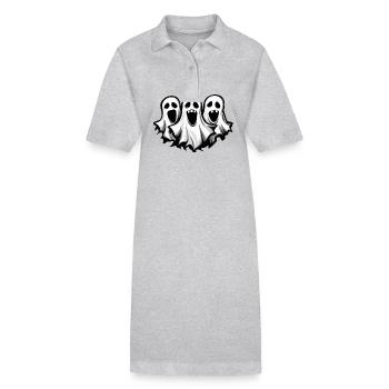 Ghosts Halloween Comic Ghost - Stanley/Stella PAIGER Organic Women’s Polo Dress - heather grey - Front