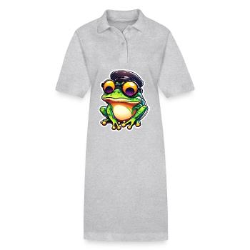 Grenouille / Animal / Charlatan / Crapaud / Étang / Houblon - Robe polo bio PAIGER Stanley/Stella Femme - gris chiné - Devant