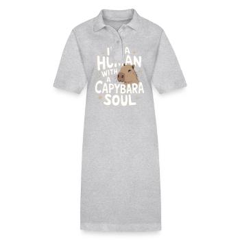 Capybara Wasserschwein Nagetier Tier - Stanley/Stella Frauen Bio-Polokleid PAIGER - Grau meliert - Vorne