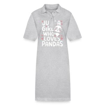 Panda Bear Panda Animal Pandas - Stanley/Stella PAIGER Organic Women’s Polo Dress - heather grey - Front