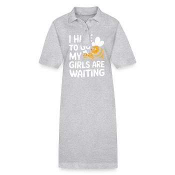 honey bee beekeeper bees bee - Stanley/Stella PAIGER Organic Women’s Polo Dress - heather grey - Front