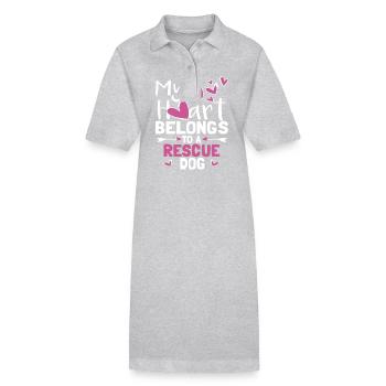 My Heart Belongs To A Rescue Dog - Stanley/Stella PAIGER Organic Women’s Polo Dress - heather grey - Front