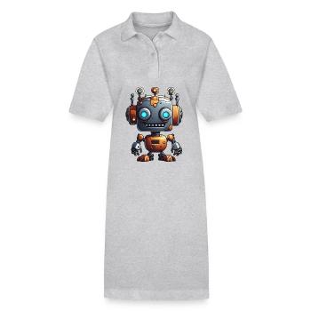 Robot / Machine / AI / Technology / Mechanics - Stanley/Stella PAIGER Organic Women’s Polo Dress - heather grey - Front
