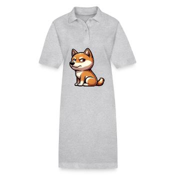 Süßer Shiba Inu lustiger skeptischer Blick - Stanley/Stella Frauen Bio-Polokleid PAIGER - Grau meliert - Vorne