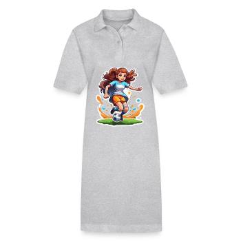 Fußballerin / Sport / Fußballplatz / Verein / FC - Stanley/Stella Frauen Bio-Polokleid PAIGER - Grau meliert - Vorne