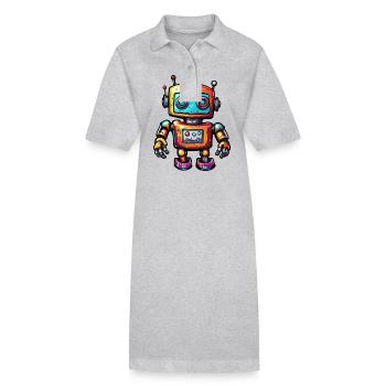 Robot / Machine / AI / Technology / Mechanics - Stanley/Stella PAIGER Organic Women’s Polo Dress - heather grey - Front