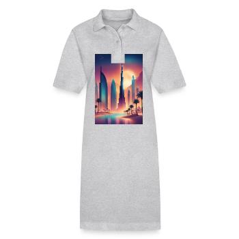 Paysage urbain coloré de l’est - Robe polo bio PAIGER Stanley/Stella Femme - gris chiné - Devant