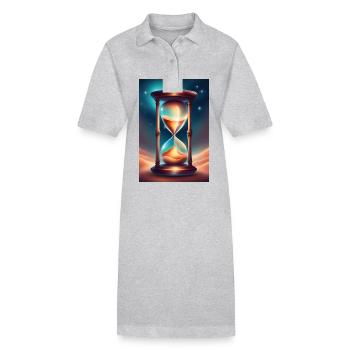Un sablier sur le sable du désert - Robe polo bio PAIGER Stanley/Stella Femme - gris chiné - Devant