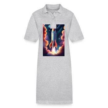 Rocket ship flying to space - Stanley/Stella PAIGER Organic Women’s Polo Dress - heather grey - Front