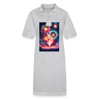Funkelndes und farbenfrohes Feuerwerk - Stanley/Stella Frauen Bio-Polokleid PAIGER - Grau meliert - Vorne