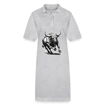 Stier / Bulle / Tier / Hörner / Stierkampf - Stanley/Stella Frauen Bio-Polokleid PAIGER - Grau meliert - Vorne