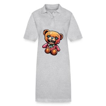 Teddybär / Kuscheltier / Stofftier / Geschenkidee - Stanley/Stella Frauen Bio-Polokleid PAIGER - Grau meliert - Vorne