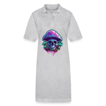 Pilz / Mushroom / Wiese / Wald / Goa / Psy - Stanley/Stella Frauen Bio-Polokleid PAIGER - Grau meliert - Vorne