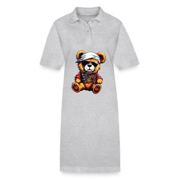 Teddybär / Kuscheltier / Stofftier / Geschenkidee - Stanley/Stella Frauen Bio-Polokleid PAIGER - Grau meliert - Vorne