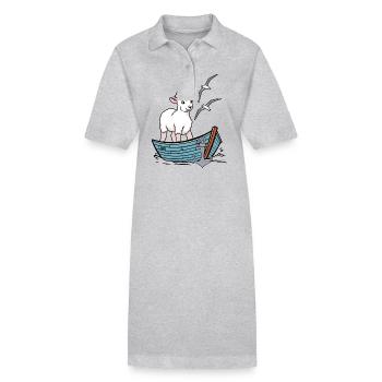 Moin maritim Schaf Boot Schafe Küste Boot - Stanley/Stella Frauen Bio-Polokleid PAIGER - Grau meliert - Vorne