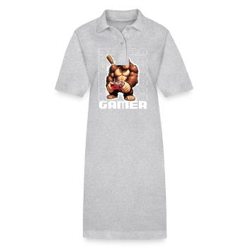 Retro Gamer Gorilla mit Controller Konsolenspiele - Stanley/Stella Frauen Bio-Polokleid PAIGER - Grau meliert - Vorne