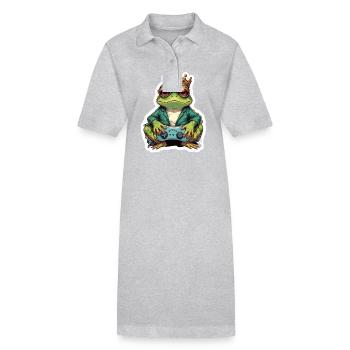 Retro Gamer Frosch mit Controller Konsolenspiele - Stanley/Stella Frauen Bio-Polokleid PAIGER - Grau meliert - Vorne
