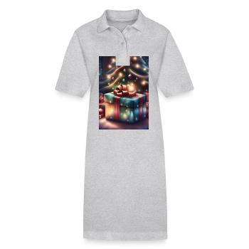 Coffret cadeau festif sous un sapin de Noël - Robe polo bio PAIGER Stanley/Stella Femme - gris chiné - Devant