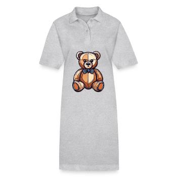 Teddybär / Kuscheltier / Stofftier / Geschenkidee - Stanley/Stella Frauen Bio-Polokleid PAIGER - Grau meliert - Vorne