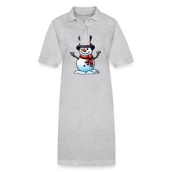 Bonhomme de neige / Hiver / Neige / Bande dessinée / Froid - Robe polo bio PAIGER Stanley/Stella Femme - gris chiné - Devant